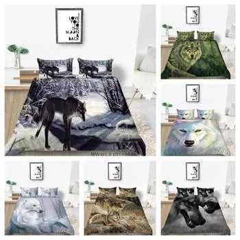 Роскошный 3D домашний текстиль для мальчиков и взрослых, крутой моющийся комплект постельного белья королевского размера с принтом волка, домашний комплект постельного белья Single 135x200cm