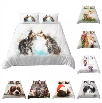 Роскошный 3D комплект постельного белья для дома с одеялами и наволочками с рисунком кошки или собаки из ткани из микрофибры, с животным принтом, мягким украшением дома Baby 100x135cm