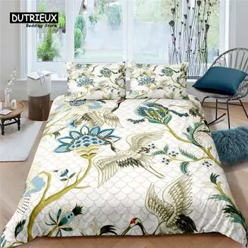 Роскошный 3D японский этнический принт журавли 2/3 шт мягкий пододеяльник и наволочка размер Queen и King EU/US/AU детские комплекты постельного белья EU single(135x200cm)