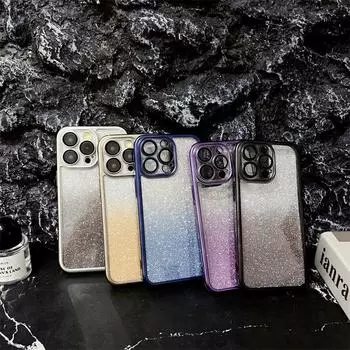 Роскошный 6D гальванический матовый блестящий чехол с градиентом и пленкой для линз для iPhone 15 Pro Max 14 Plus 13 12 11 Pro, универсальный защитный чехол от падения iPhone 15 Pro Max чёрный