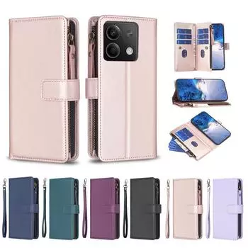 Роскошный 9-держатель для карт, карман на молнии, магнитная застежка, подставка, противоударный кожаный флип-чехол для Nokia C02 G42 G310 C12 C22 C32 G22 G11 G21 Nokia G11/G21 чёрный