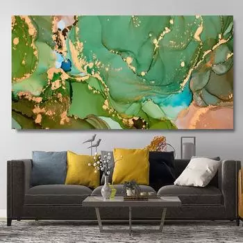 Роскошный абстрактный золотой жидкий художественный холст, живопись красочными тушью, художественные постеры и принты, мраморная текстура, настенное искусство, декор для гостиной 20x40cm No Framed