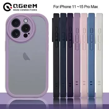 Роскошный акриловый чехол для телефона для iPhone 15, 14, 13, 12, 11 Pro Max, мягкий силиконовый милый круглый объектив камеры, матовый чехол, модный чехол iPhone 11 чёрный