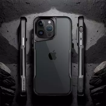 Роскошный акриловый HD прозрачный чехол для телефона с покрытием для iPhone 15 14 13 12 11 Pro Max с гальваническим покрытием и мягкой рамкой из ТПУ, противоударный чехол For iPhone 15 Pro Max чёрный