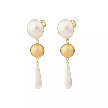 Роскошный элегантный геометрический искусственный жемчуг кулон в форме капли воды длинный женский противомоскитная спираль без прокалывания ушей клипса для ушей