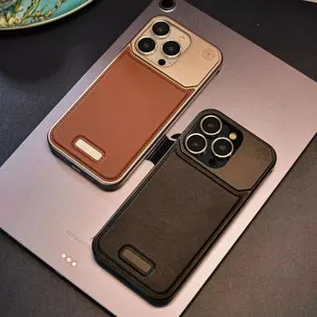 Роскошный алюминиевый металлический кожаный чехол для iPhone 16 15 14 13 Pro Max Magsafe магнитный безрамный ароматерапевтический чехол для телефона For iPhone 15 Pro Max чёрный