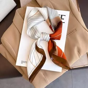 Роскошный атласный шелковый квадратный шарф с принтом для женщин, шаль, хиджаб, шейный платок, женская лента для волос, повязка на голову, модная бандана 70x70cm