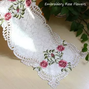 Роскошный атласный вышитый постельный флаг для стола, дорожка, чехол для кухни, Рождество, свадьба, украшение стола и аксессуары 40X85CM