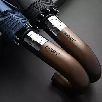 Роскошный автоматический зонт для мужчин, защита от ультрафиолета, складной зонт, ветрозащитный, прочный, черное покрытие, мужской зонт Parachase серый