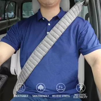 Роскошный автомобильный чехол для ремня безопасности с наплечниками, стеганый, дышащий, из хлопка и льна, черный, утолщенный, чехол для ремня безопасности грузовика, салон автомобиля