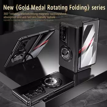 Роскошный автомобильный держатель с магнитным чехлом для Honor Magic V2 RS - защита от падений и отпечатков пальцев, новый дизайн, вдохновение, подставка, полная защита Honor Magic V2 RSR чёрный