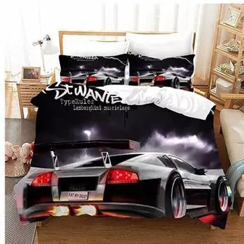 Роскошный автомобильный комплект пододеяльников Cartoo, комплект постельного белья для детей, комплект постельного белья из полиэстера для мальчиков, королевский размер 135*200