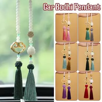 Роскошный автомобильный кулон, автомобильное украшение на удачу, подвесное зеркало заднего вида, лотос, китайский узел, подвеска «Бодхи», креативные автомобильные принадлежности