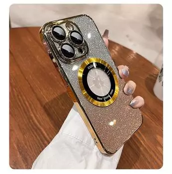 Роскошный бампер с блестящим магнитным чехлом Magsafe для iPhone 15 14 13 12 11 Pro Max, защитная крышка для объектива на 15Plus For iPhone 11 Pro