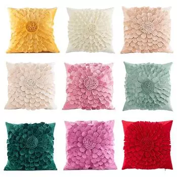 Роскошный бархатный чехол для подушки с подсолнечником, чехол для подушки с цветком ручной работы
