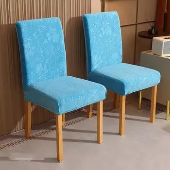 Роскошный бархатный тисненый чехол для стула, супер мягкий и приятный для кожи, чехол для кухонного стула, чехол для банкетного стула в отеле, украшение для дома 1 piece синий