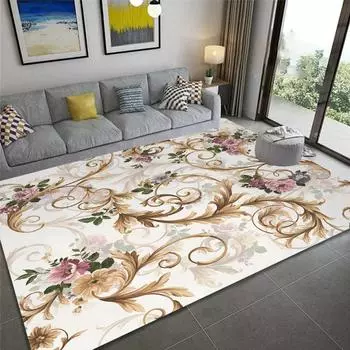 Роскошный барочный цветочный принт, большие ковры для гостиной, нескользящий фланелевый ковер для спальни, коврик для пола в ванной, моющийся ковер 40X60cm-16x24in