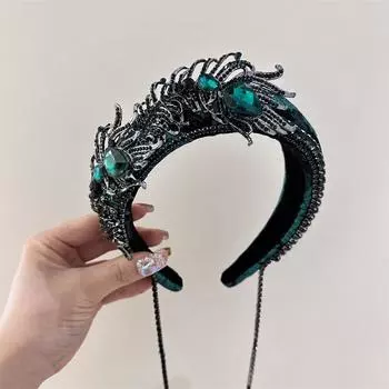 Роскошный барочный ободок с кисточками из губок и полным бриллиантовым покрытием, модные аксессуары для волос для женщин, трендовый блестящий ободок со стразами, обруч для волос