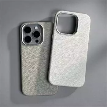 Роскошный беспроводной зарядный кожаный чехол MagSafe для iPhone 14pro 16 pro max 14 15 13 pro 12 защитный жесткий чехол из сплава для линз iPhone 16 Pro Max белый