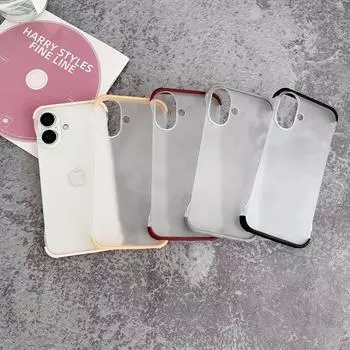 Роскошный безрамный матовый прозрачный чехол для iPhone 16 Plus 15 Pro Max 14 Pro 13 12 11 ударопрочный прозрачный мягкий простой чехол для телефона iPhone 16 чёрный