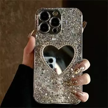 Роскошный блестящий 3D-чехол с блестками в виде сердца для iPhone 16, 14, 15, 13, 12 Pro Max, 11, защитная крышка для объектива INS iPhone 16 Pro Max