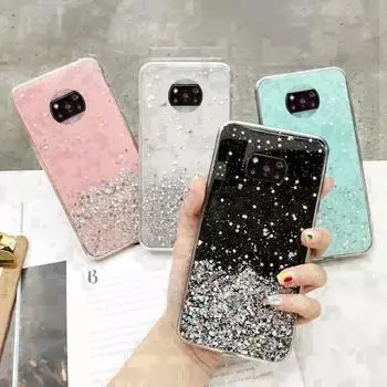 Роскошный блестящий чехол для телефона для poco X3 NFC poco X 3 pocox3, мягкий чехол, полный чехол для POCO X3 pro, глобальная версия, задняя крышка for POCO X3 прозрачный