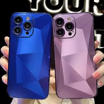 Роскошный блестящий чехол для телефона с алмазным покрытием для iPhone 15 14 13 12 11 Pro Max 14 15 Plus противоударный бампер Мягкий силиконовый чехол из ТПУ For iPhone 15 синий