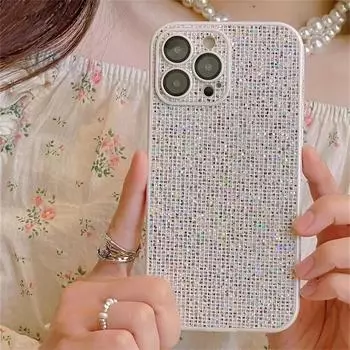 Роскошный блестящий чехол для телефона с бриллиантами и блестками для iPhone 14 Pro Max 13 12 11 Plus, стеклянный объектив, защитный силиконовый чехол для камеры iPhone 14 Pro Max белый