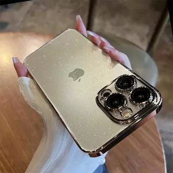 Роскошный блестящий чехол для телефона с гальваническим покрытием для iPhone 11 12 13 14 15 Pro Max Plus, прозрачный противоударный бампер, чехол iPhone 15 Pro Max чёрный