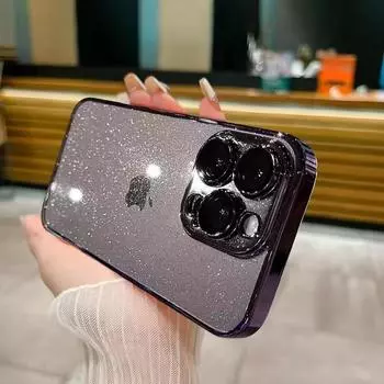 Роскошный блестящий чехол для телефона с гальваническим покрытием для iPhone 11 12 13 14 15 Pro Max Plus, прозрачный бампер, противоударные чехлы For iPhone 11