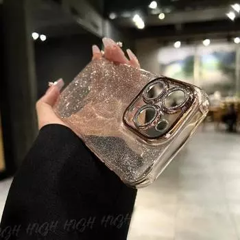 Роскошный блестящий чехол для телефона с гальваническим покрытием для iPhone 11 12 13 14 15 Pro Max Plus, прозрачный бампер, противоударные чехлы For iPhone 12Pro
