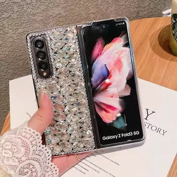 Роскошный блестящий чехол для телефона со стразами для Samsung Galaxy Z Fold 3 4 Diy Diamond Hard PC Back Cover For Samsung Z Fold 4