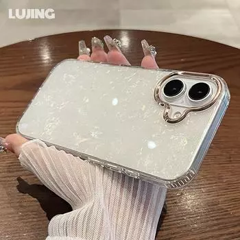 Роскошный блестящий чехол Dream Conch Shell Marble для iPhone 16 13 14 Plus 11 12 15 Pro Max, мягкий бампер, твердый акриловый прозрачный чехол For iPhone 16 белый