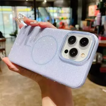 Роскошный блестящий чехол Magsafe Magnetic Case для iPhone 16 13 15 14 Pro Max Wireless Charge Мягкий силиконовый противоударный чехол iPhone 16 Pro Max чёрный