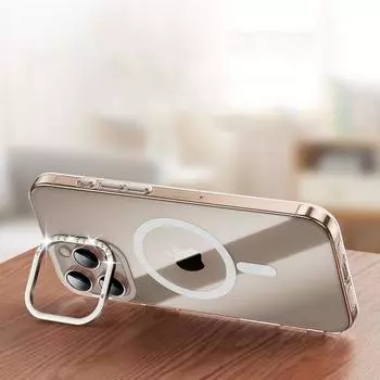 Роскошный блестящий чехол-подставка для камеры с бриллиантами для iPhone 16 Pro Max 15 14 Bling для Magsafe Магнитный противоударный держатель объектива ПК Жесткий прозрачный чехол для телефона iPhone 16 прохладный черный