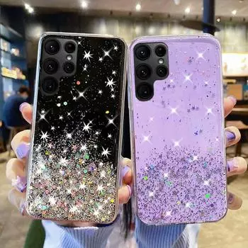 Роскошный блестящий чехол со звездой для Samsung Galaxy S23 Ultra S22 S21 Plus A04s A53 OPPO A94 Xiaomi Redmi Note 11 iPhone 14 13 12 11 Pro Max Мягкий чехол For Samsung Galaxy A04s фиолетовый