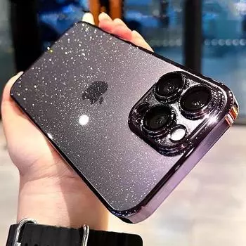 Роскошный блестящий гальванический чехол для телефона для IPhone 15 14 13 12 Pro Max, прозрачный противоударный жесткий защитный чехол