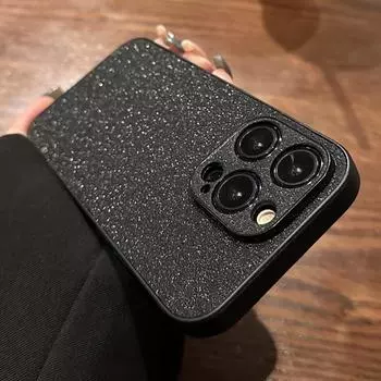 Роскошный блестящий кожаный чехол для iPhone 15 14 13 12 11 Pro X XR XS Max 7 8 Plus Мягкий силиконовый противоударный чехол с пайетками For iPhone 15 серый