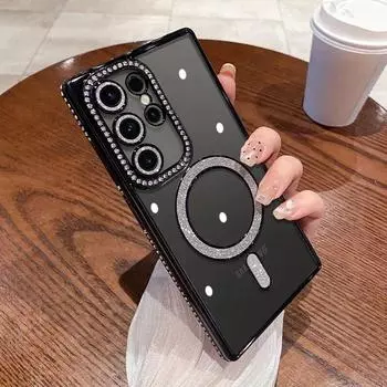 Роскошный блестящий кристально чистый чехол для Samsung Galaxy S24 Plus S23 S22 Ultra Magsafe, магнитная пленка для линз с беспроводной зарядкой For Galaxy S24 Plus