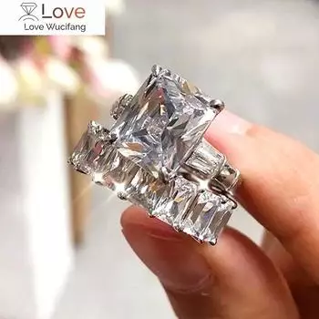 Роскошный блестящий кристалл 2 шт набор колец для женщин модный дизайн двойной штабелируемый трендовые украшения для свадебной церемонии 7