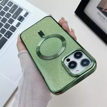 Роскошный блестящий магнитный чехол с золотым щитом и беспроводной зарядкой для iPhone 14 13 12 11 Pro Max, защитный чехол от падения iPhone 14 Pro Max чёрный