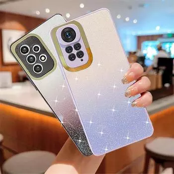 Роскошный блестящий мягкий чехол с градиентом для Xiaomi Redmi Note 11 10 Pro 11S 10S 10C 10A Poco X3 NFC M3 M4 Pro 5G 4G, объектив камеры, защитный чехол из ТПУ For Xiaomi Poco M4 Pro 5G чёрный