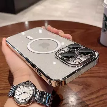 Роскошный блестящий прозрачный чехол Magsafe с беспроводной зарядкой для iPhone 11 12 13 14 15 Pro Max Plus, чехлы с магнитным бампером For iPhone 14Plus