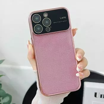 Роскошный блестящий защитный чехол для линз с большим окном для iPhone 15 Pro 15 Plus 15 14 13 12 Pro Max 11, противоударная гальваническая задняя крышка из ТПУ For iPhone 7 Plus чёрный