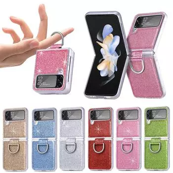 Роскошный блестящий защитный чехол для Samsung Galaxy Z Flip4 Z Flip Zflip 4 5g 6,7 дюйма, жесткий блестящий чехол с кольцом для защиты от падения, корпус телефона For Samsung GG8 розовый