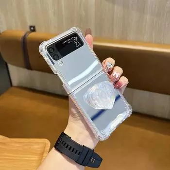 Роскошный браслет-браслет с цепочкой-зеркалом для макияжа, чехол для Samsung Galaxy Zflip 3 Z Flip 4 Flip4 Zflip 5g, противоударный чехол for Z Flip 4