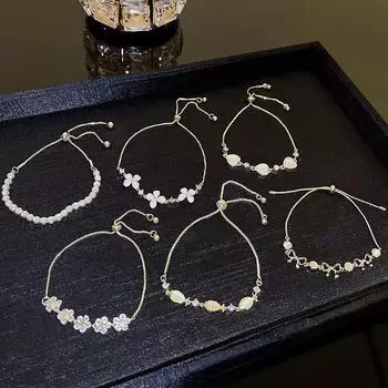 Роскошный браслет-цветок из жемчуга и циркония в японском и корейском стиле для женщин