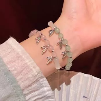 Роскошный браслет из бамбука и бусин в винтажном стиле для женщин S627