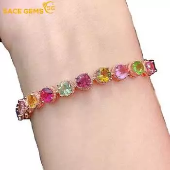 Роскошный браслет из медного сплава SACE GEMS с цветным цирконом — стильный и изысканный свадебный подарок для подруг разноцветный