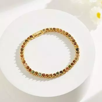 Роскошный браслет из редкого разноцветного натурального турмалина, серебро S925, благородный свет, роскошь, женская одежда для помолвки и банкета, подарки 19cm жёлтый